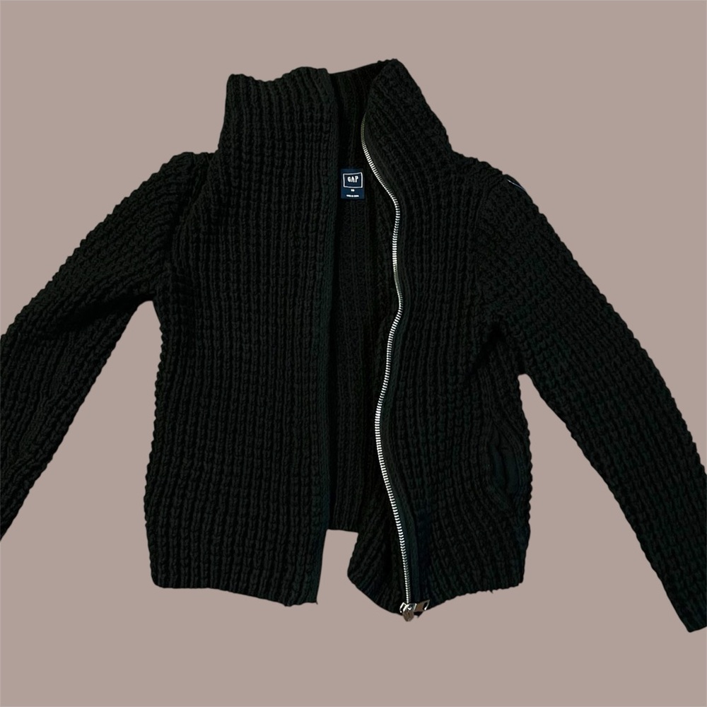 GAP black Knit Zip-Up jacket